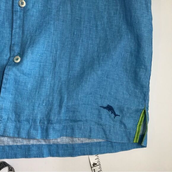 TOMMY BAHAMA SEA GLASS CAMP SHIRT IN BLUE YONDER Linen Men’s Size Small NWT - Picture 7 of 9